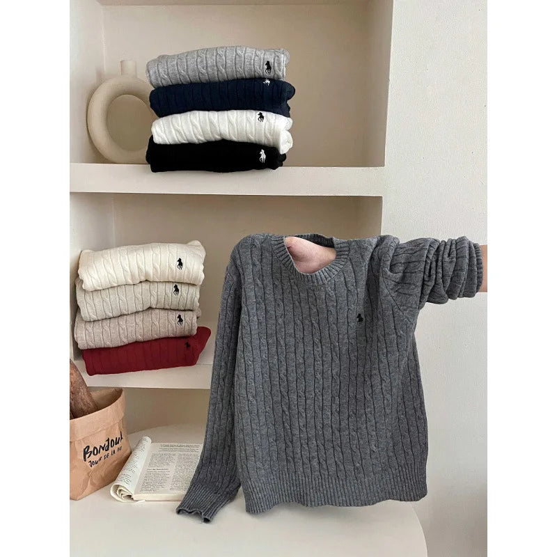 Women's Cashmere Knitted Sweater Embroidered Autumn Winter Layering Base Twist Knitwear Stylish Commute City Style Long Sleeve