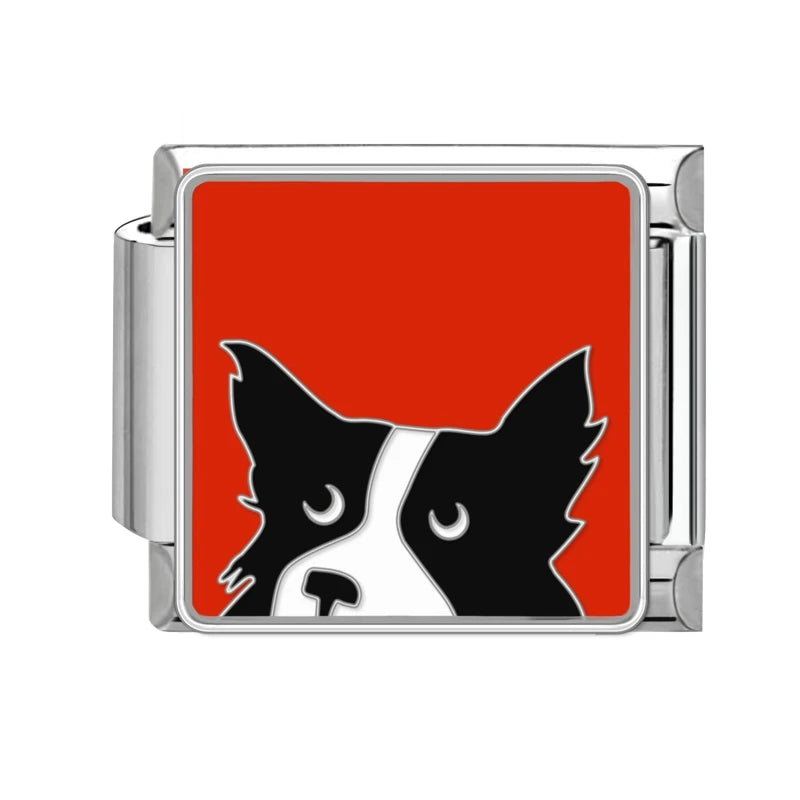 قطعة واحدة من دلايات القط المحظوظ الكرتوني تيدي شيبا إينو الإيطالية تناسب سوار 9 مم من الفولاذ المقاوم للصدأ صناعة المجوهرات بنفسك بالجملة