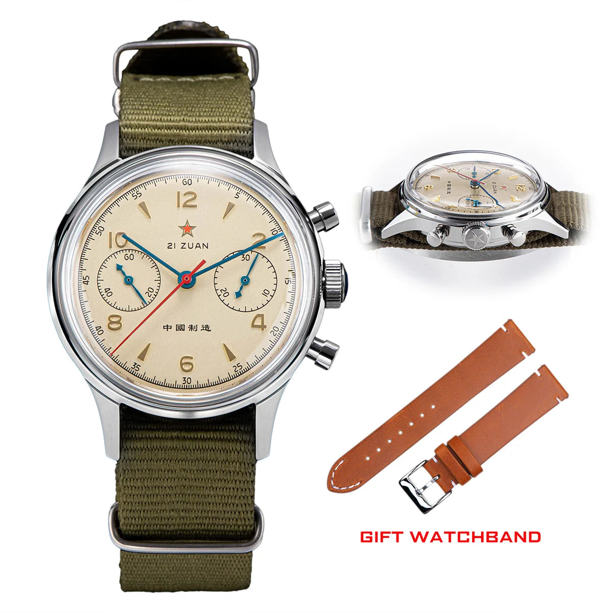 ساعة يد رجالية 38 مم 1963 Polit كرونوغراف ST1901 ميكانيكية أصلية Air Force 40 مم أكريليك Reloj Homber Tianjin Movement