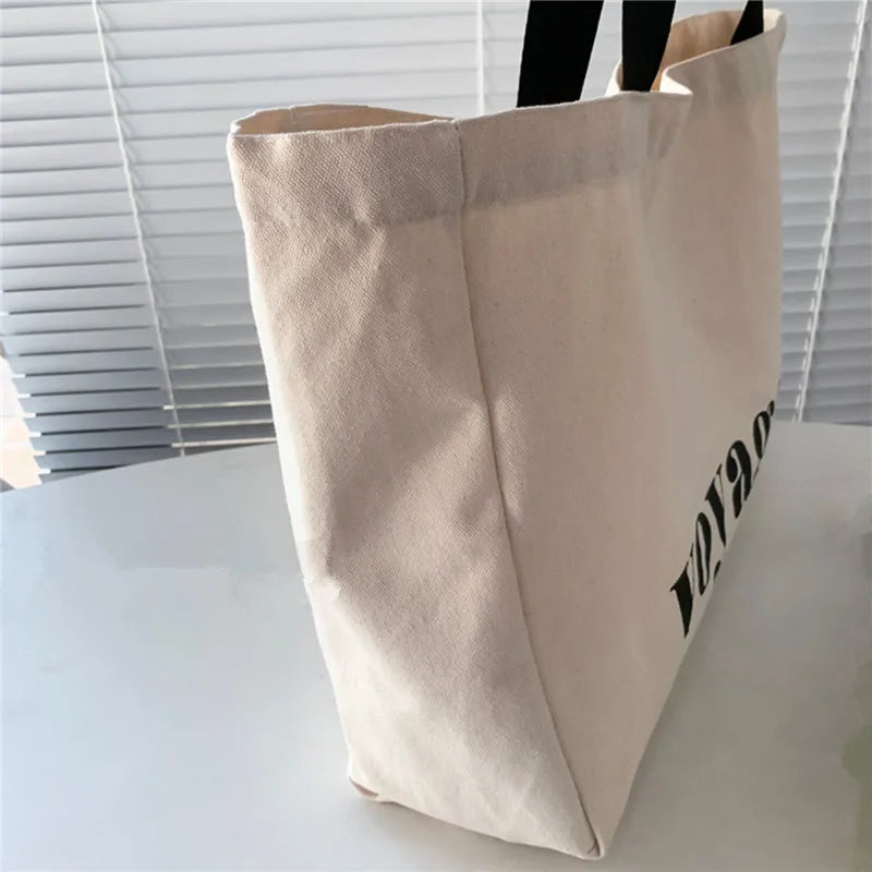 حقيبة يد قماشية من مجموعة Letter Voyage، حقيبة كتف للنساء، حقيبة تسوق وسفر كبيرة السعة، حقيبة مدرسية للطلاب