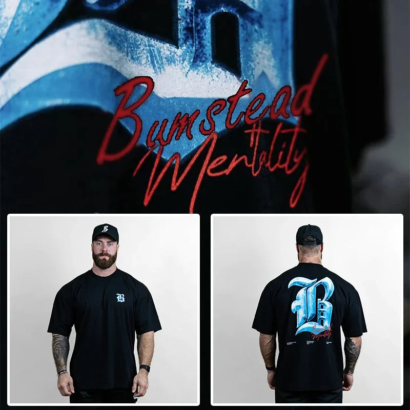 تيشيرت رياضي جديد عالي الجودة لعام 2025، فضفاض وواسع، مصنوع من القطن، بأكمام قصيرة، مناسب للرجال، مثالي للتدريب الصيفي والجري.