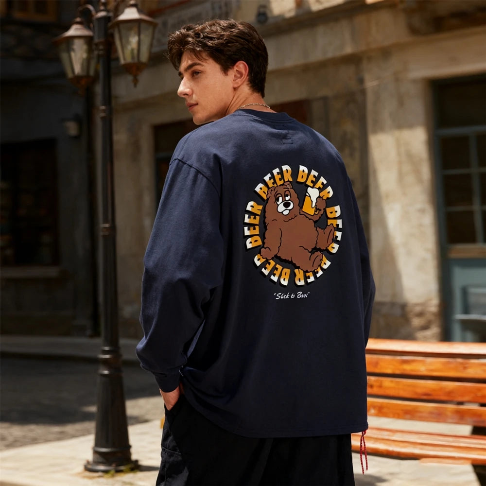 تي شيرت KUCLUT 1:1 مطبوع بأفضل جودة على الطراز الياباني، ملابس الشارع، فضفاض بأكمام طويلة، تي شيرت كبير الحجم للرجال والنساء، مصنوع من القطن بنسبة 100%