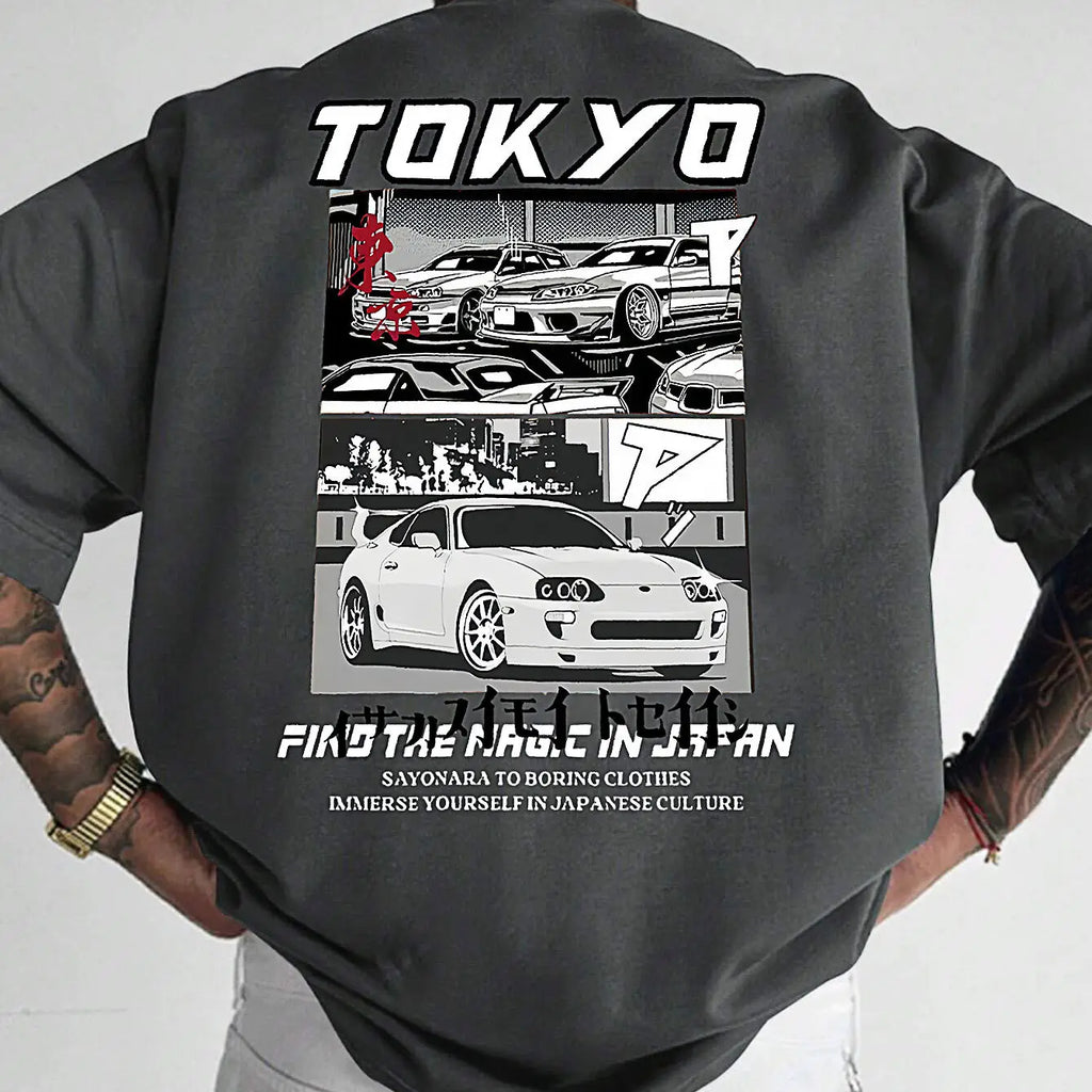 تيشيرت رجالي صيفي بنقشة شخصية، تصميم عصري جديد، فضفاض ومريح، بأكمام قصيرة، مصنوع من القطن، بياقة دائرية.