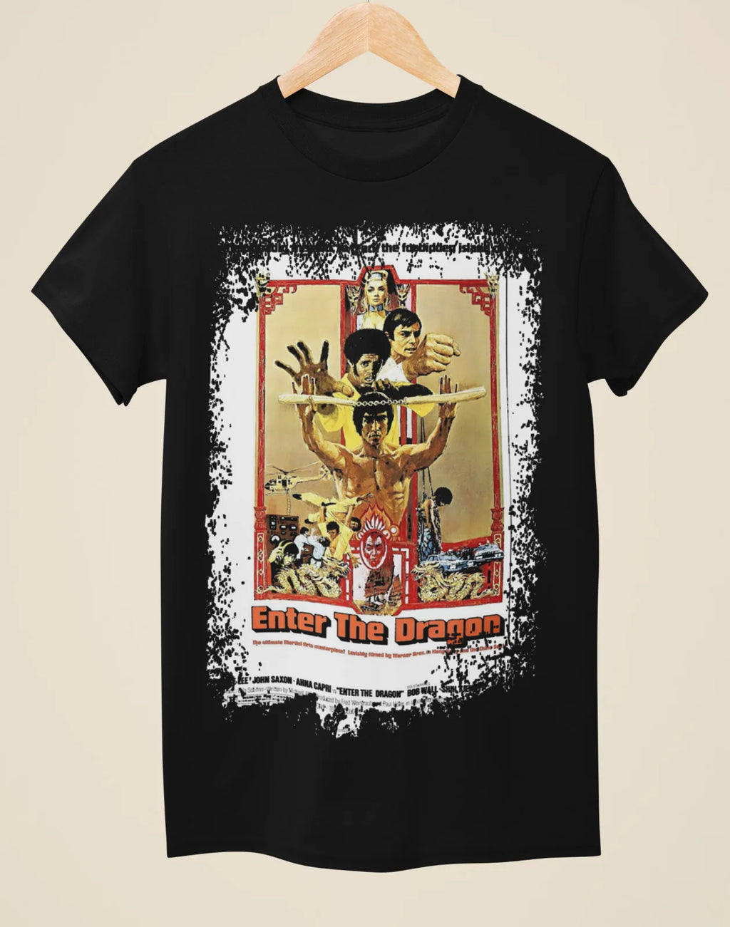 تي شيرت أسود للجنسين مستوحى من ملصق فيلم Enter the Dragon