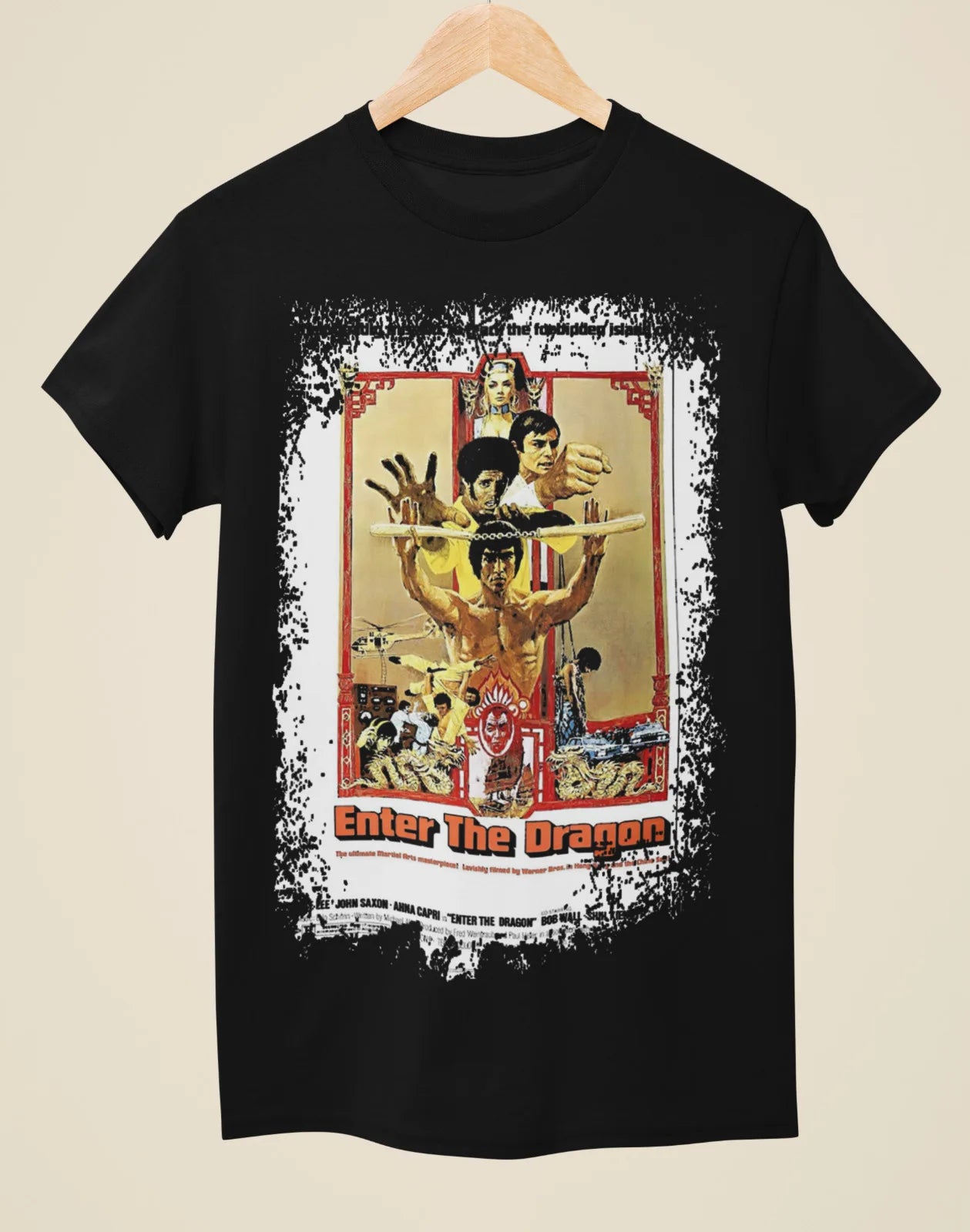 تي شيرت أسود للجنسين مستوحى من ملصق فيلم Enter the Dragon