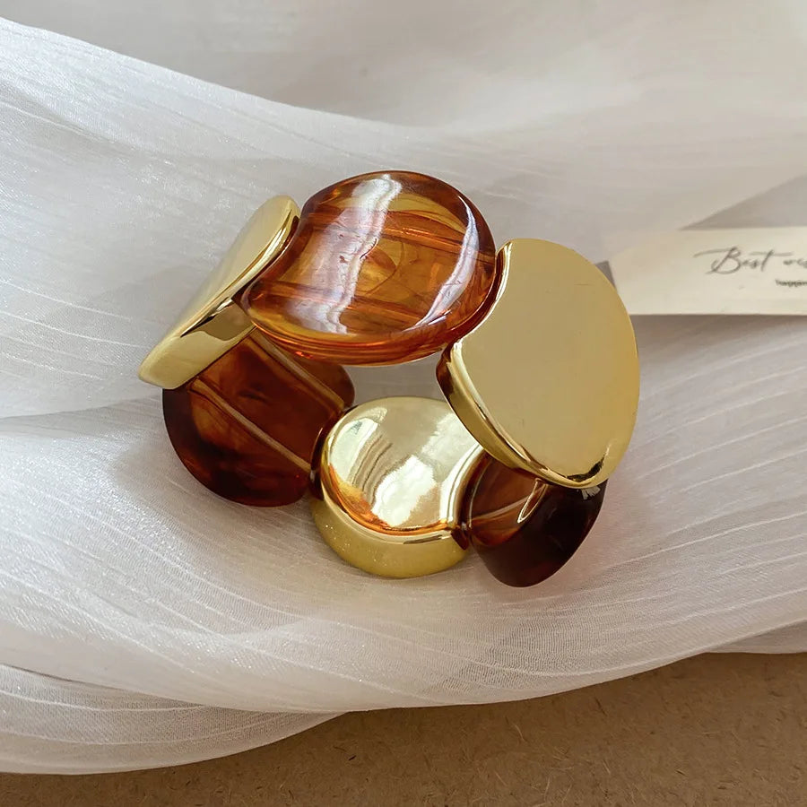 أساور من الراتنج بحبل مطاطي دائري متعدد الأنماط للنساء أساور أكريليك عتيقة ملطخة مجوهرات حفلات شخصية K1