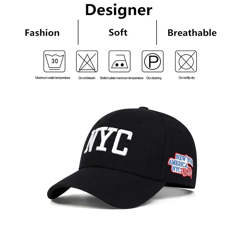 قبعات بيسبول مطرزة للجنسين من نيويورك، مناسبة لفصلي الربيع والخريف، قابلة للتعديل، للاستخدام الخارجي، غير رسمية، واقية من الشمس، قبعة رياضية