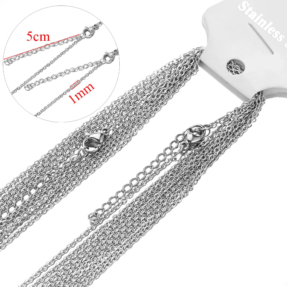 10 قطع 45 + 5 سم سلاسل وصلات من الفولاذ المقاوم للصدأ باللون الذهبي بكميات كبيرة قلادات مجوهرات عصرية سلاسل قابلة للتعديل بالجملة قلادات DIY