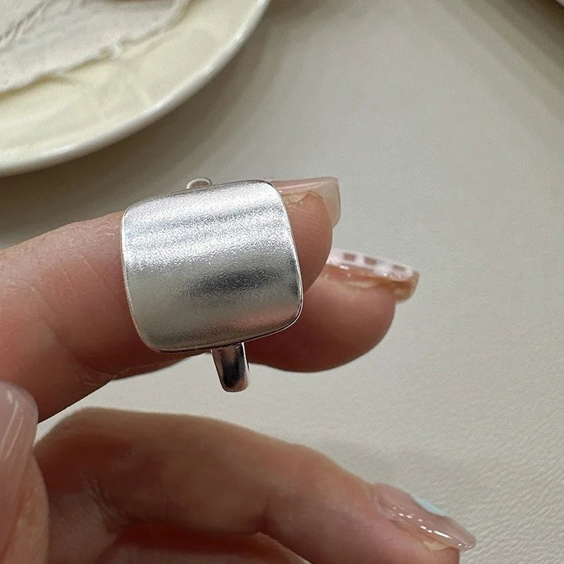 خاتم مفتوح من الفضة الإسترليني عيار 925 بتصميم بانك على شكل قلب، بتصميم هندسي غير منتظم، قابل للتكديس، هدية مجوهرات للنساء والفتيات، خدمة توصيل مباشرة بالجملة