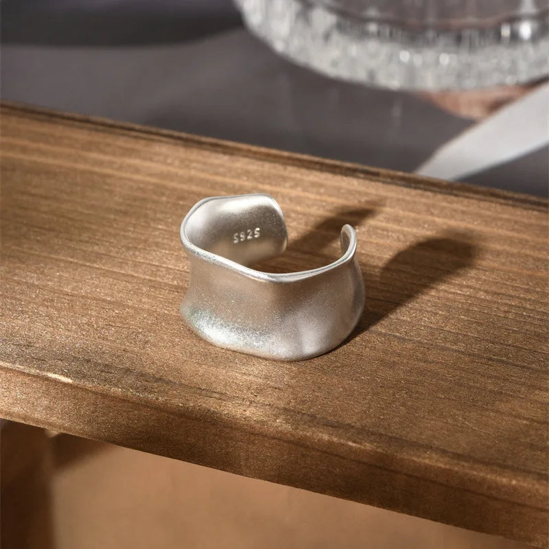 خواتم VENTFILLE من الفضة الإسترلينية عيار 925 بتصميم هيب هوب عتيق بخطوط مجوفة وبانك وفضة تايلاندية للحفلات قابلة للتعديل