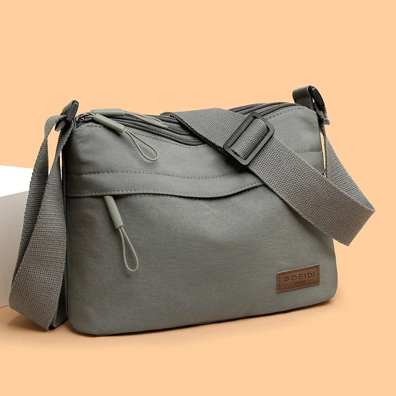 حقيبة نايلون خفيفة الوزن متعددة الطبقات من البوليستر بسعة كبيرة للسيدات، كاجوال، مقاومة للماء، محمولة، عصرية، حقيبة واحدة