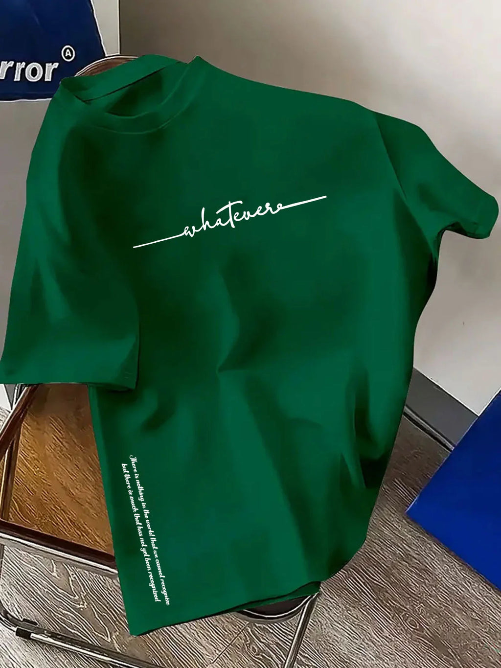 تيشيرت رجالي صيفي قطني 100%، عصري، كاجوال، رياضي، فضفاض، مقاسات كبيرة، مطبوع عليه حروف بسيطة، بياقة دائرية وأكمام قصيرة