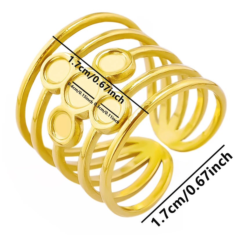 ٦ قطع/عبوة من حلقات مطلية بالذهب بقاعدة من الفولاذ المقاوم للصدأ، خواتم مفاصل فارغة يمكنك صنعها بنفسك للنساء، مجوهرات ساحرة لا يتغير لونها، بيع بالجملة