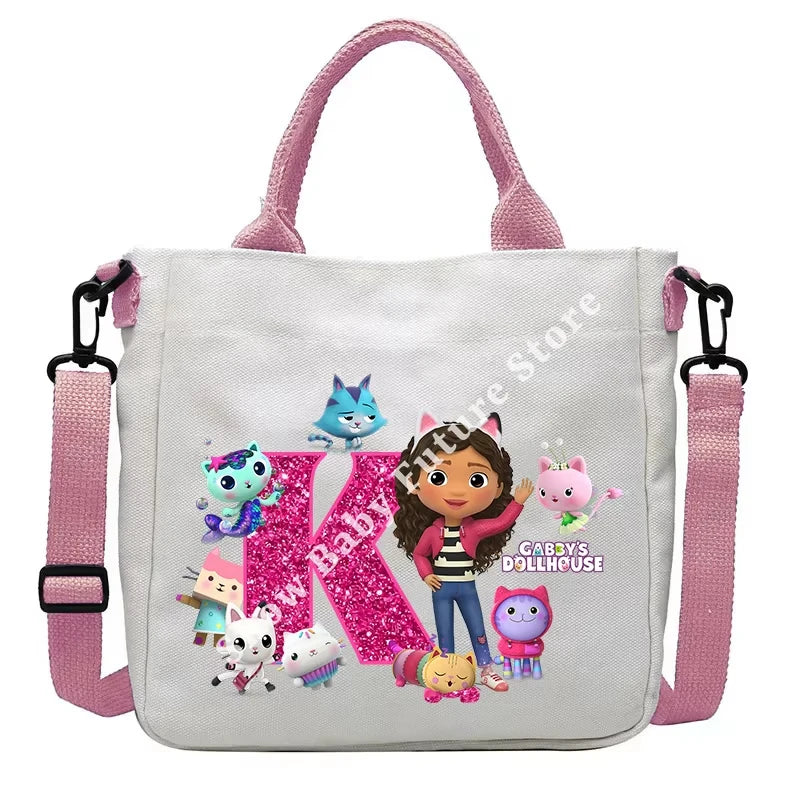 حقيبة كتف أنيقة بتصميم بيوت الدمى غابي للأولاد والبنات على شكل أنمي وحقيبة حمل أنيقة عليها حروف كرتونية وحقيبة يد من القماش وحقيبة كروس بودي وهدايا أعياد الميلاد
