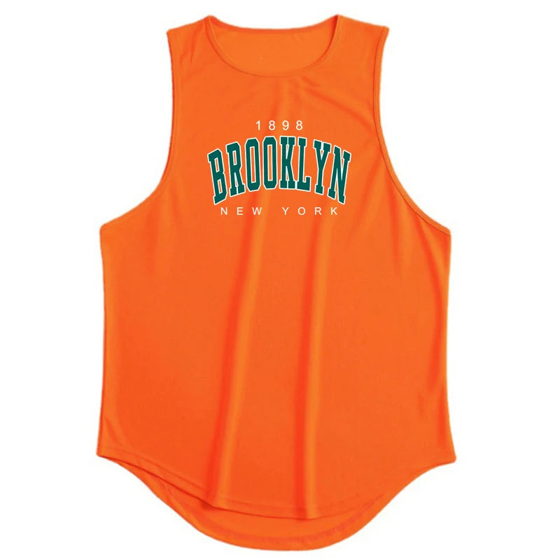 1898 Brooklyn New York Printed Summer Fashion Sports Tank Tops Mens Quick Dry Running Vest Mesh Gym Clothing Basketball Jerseys
