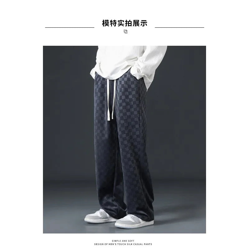 Corduroy Pants Men's Spring Autumn Loose Straight Wide-leg Sweatpants Hong Kong Style Sports Casual Trousers