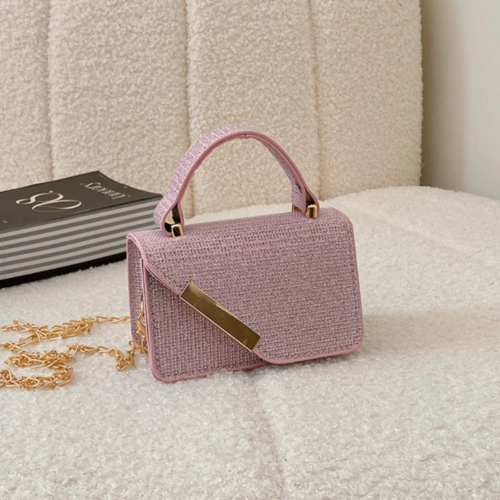 حقيبة كتف مربعة صغيرة عصرية على الطراز الكوري حقيبة يد لامعة حقيبة تنقل يومية حقيبة رسول عادية