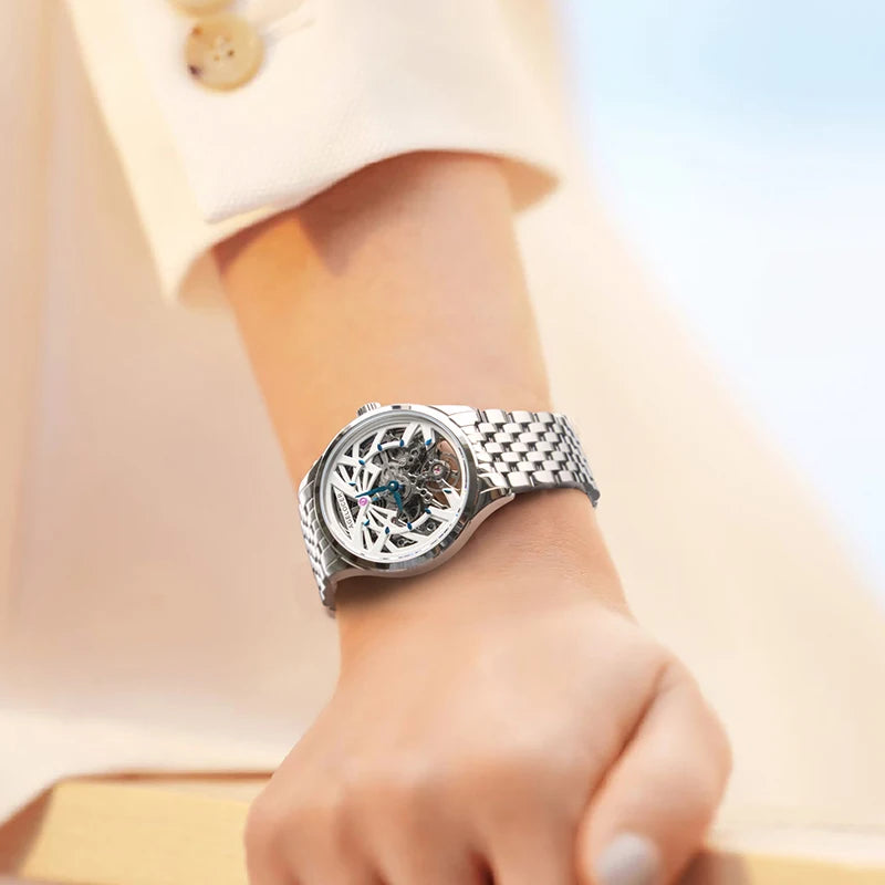 ساعة AGELOCER الأصلية Schwarzwald النسائية الفاخرة للأعمال، ساعة ميكانيكية أوتوماتيكية، هدية عيد ميلاد للنساء