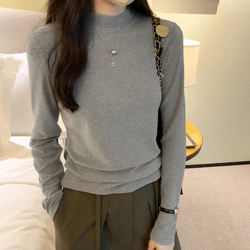 تي شيرت نسائي ضيق مثير لخريف 2025، قمصان كاجوال نسائية متينة بأكمام طويلة، ملابس Y2K، قمم ناعمة متعددة الاستخدامات