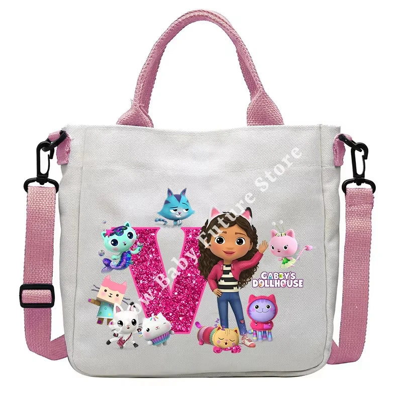 حقيبة كتف أنيقة بتصميم بيوت الدمى غابي للأولاد والبنات على شكل أنمي وحقيبة حمل أنيقة عليها حروف كرتونية وحقيبة يد من القماش وحقيبة كروس بودي وهدايا أعياد الميلاد