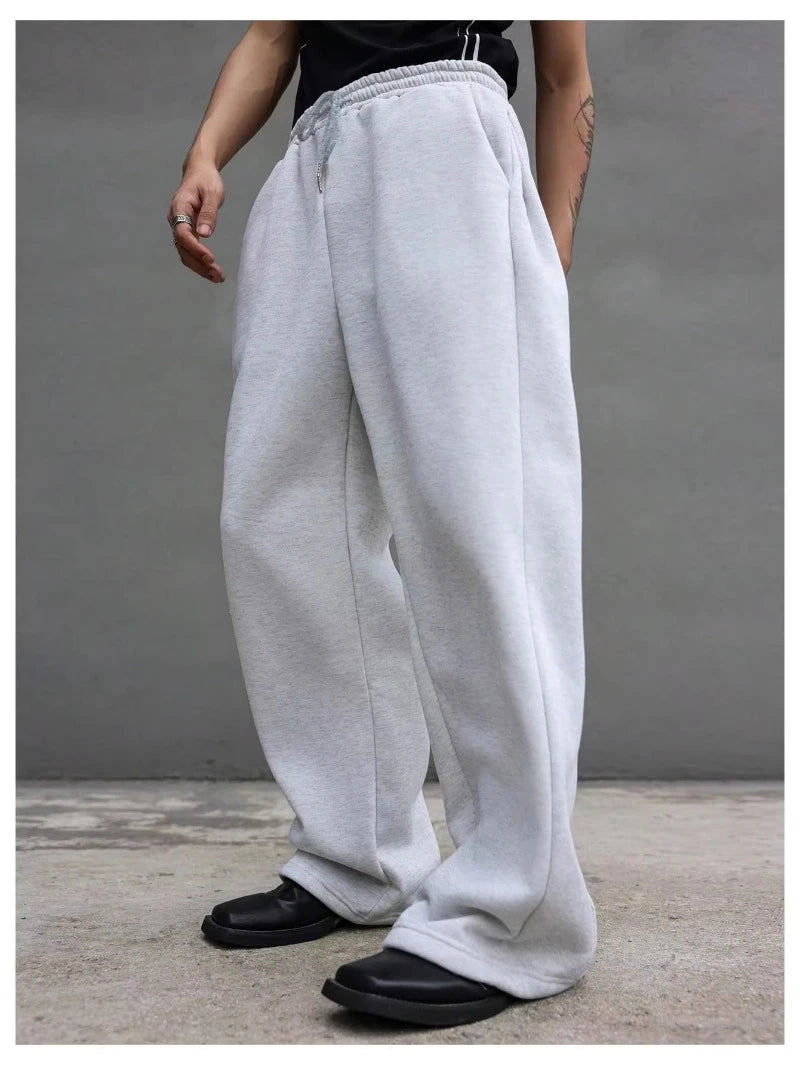 Men's Solid Color Thin Straight Casual Sports Pants Four Seasons Loose and Comfortable American Style Straight  Loose Casual