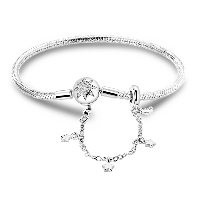 أساور من الفضة الإسترلينية عيار 925 بطول 17-20 سم على شكل فراشة على شكل ورقة البرسيم الأصلية تناسب خرز سحر DIY مجوهرات نسائية أنيقة