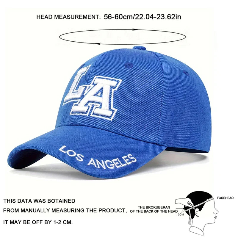 قبعات بيسبول للجنسين مطرزة بحروف لوس أنجلوس لفصل الربيع والخريف، قبعات كاجوال قابلة للتعديل، قبعات واقية من الشمس، قبعات رياضية