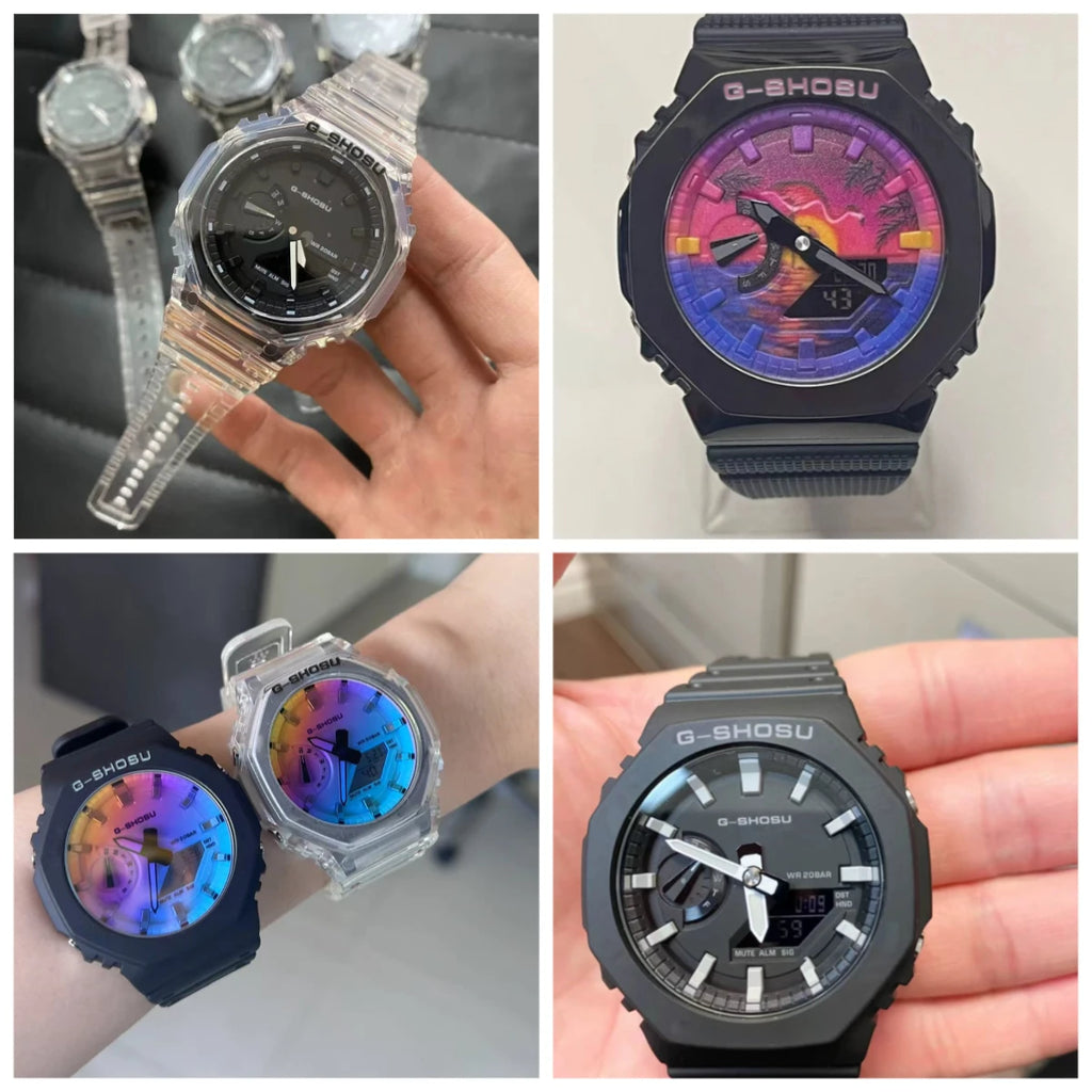 Digital Sports Men's Watch Full Function World Time LED Auto Hand Lifting Lamp Large Dial Waterproof Oak Series