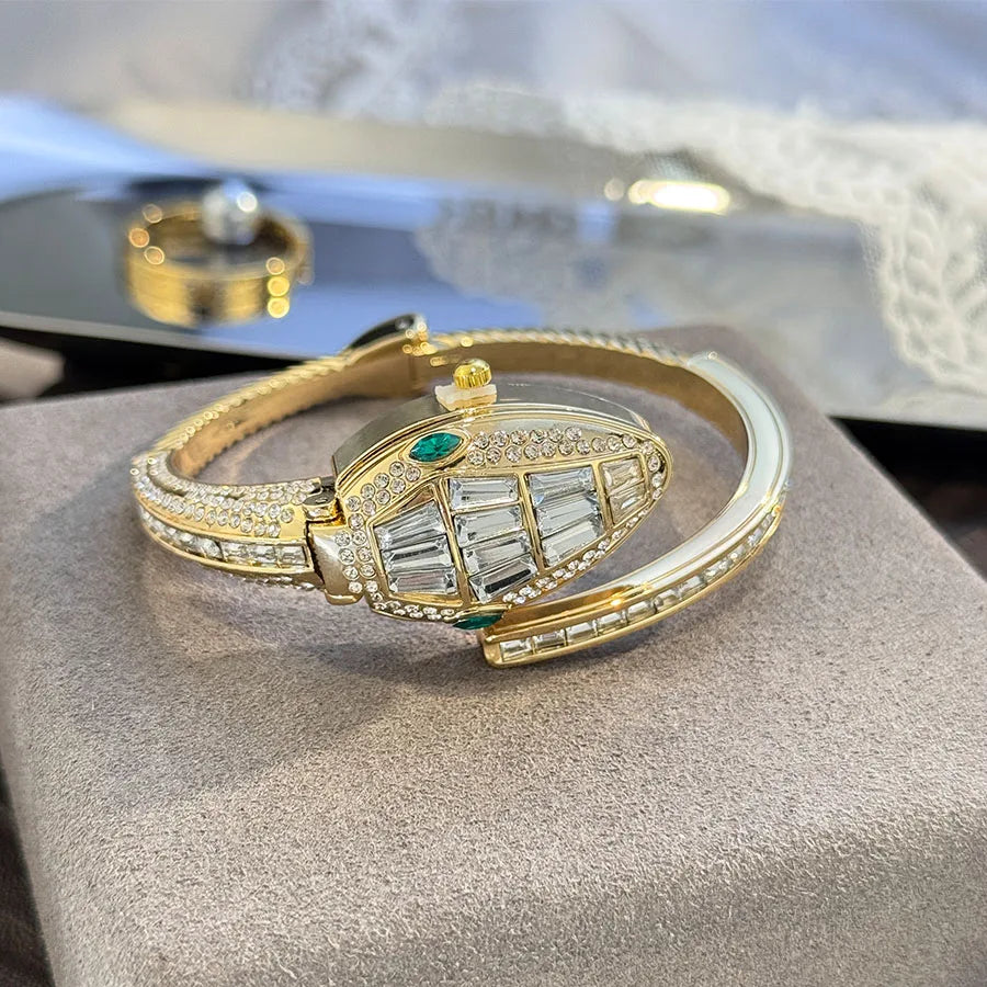 Ladies Snake-Shape Color Diamond Bracelet Watch Elegant Luxury Cross-Border Best-Selling Fashion Star Quartz Watch
