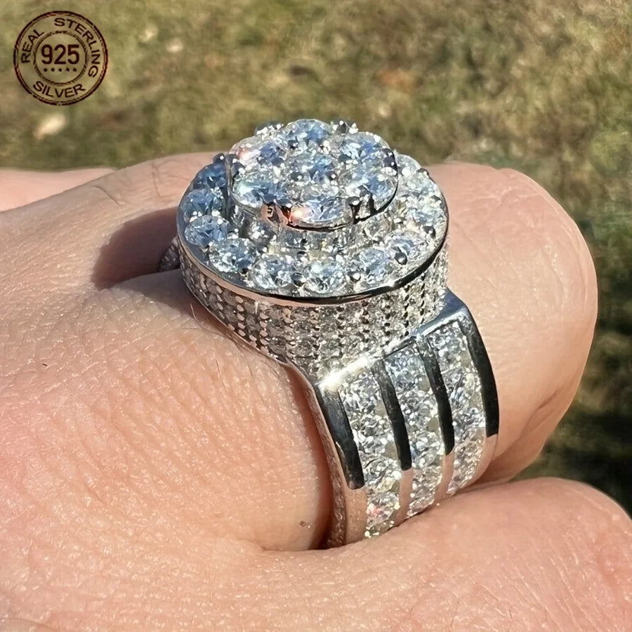 خواتم فاخرة من الفضة الإسترلينية عيار 925 للرجال، خاتم هيب هوب مرصع بالزركون، خاتم بينكي للرجال، مجوهرات بانك للأعمال، هدية