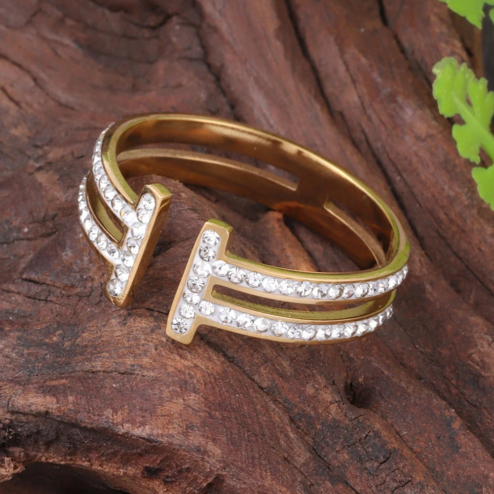 خاتم نسائي من الفولاذ المقاوم للصدأ من كرينج كوكو، قابل للتعديل، بتصميم شجرة الحياة، مرصع بأحجار الراين، خاتم أنيق للمواعدة للنساء