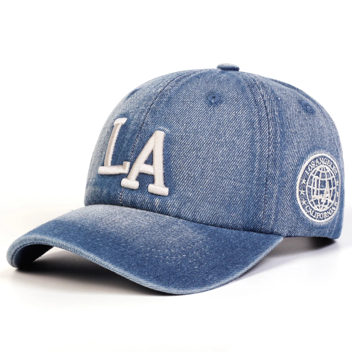قبعات بيسبول للجنسين من قماش الدنيم المغسول المطرز بحرف LA للربيع والخريف، قبعات كاجوال قابلة للتعديل، قبعة واقية من الشمس، قبعة رياضية