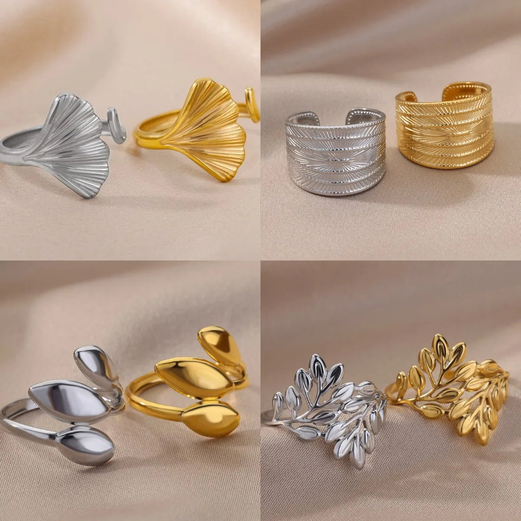 40 Style Rings for Women Stainless Steel Rings Classic Gold Color Adjustable Rings Wedding Aesthetic Jewelry Gift Free Shipping