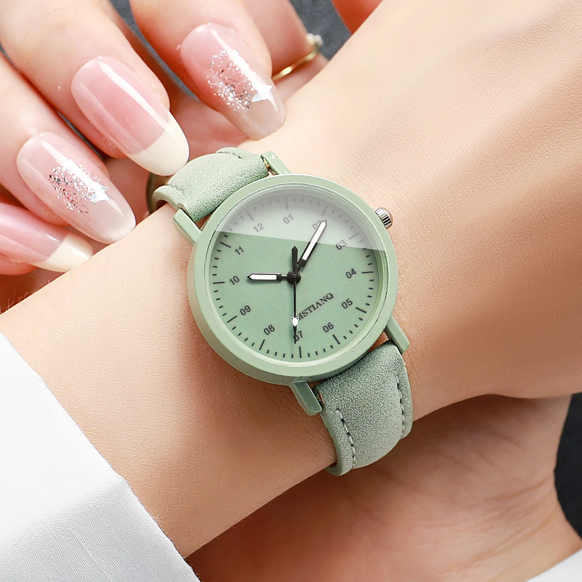 ساعة كوارتز أنيقة للنساء، مينا عربي عصري، ساعة يد نسائية، ساعة للبنات، هدية (بدون علبة)