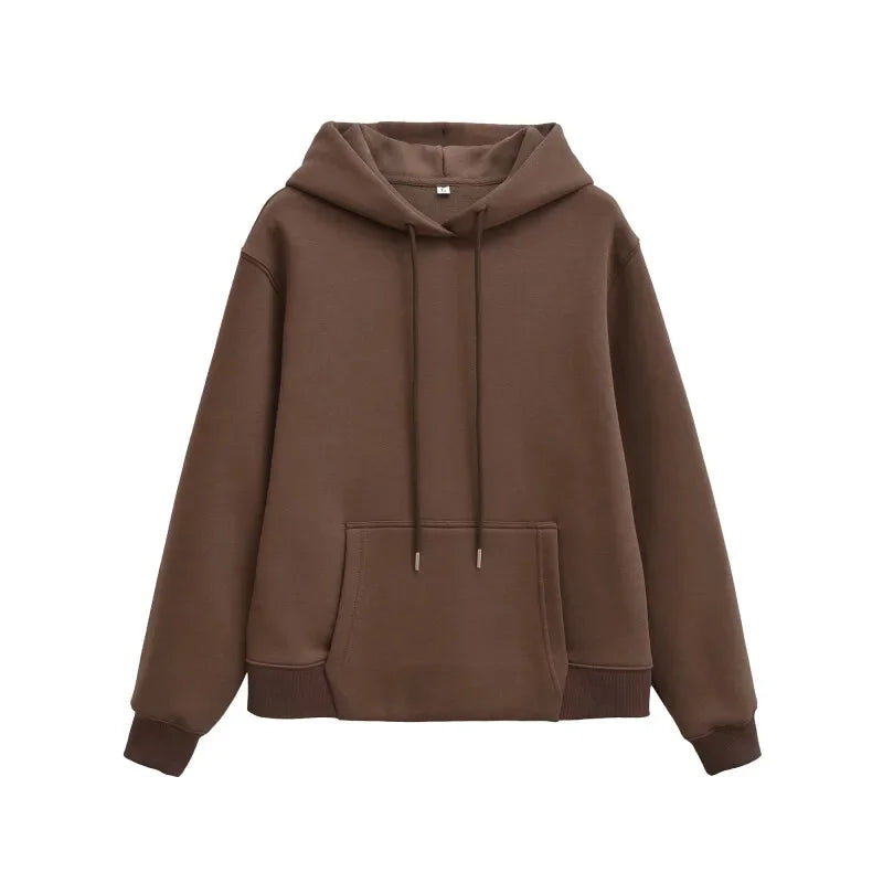 سويت شيرت بغطاء للرأس للنساء كاجوال، تي شيرت، بلوفر بسيط بأكمام طويلة، ملابس رياضية نسائية للخريف، ملابس الشارع