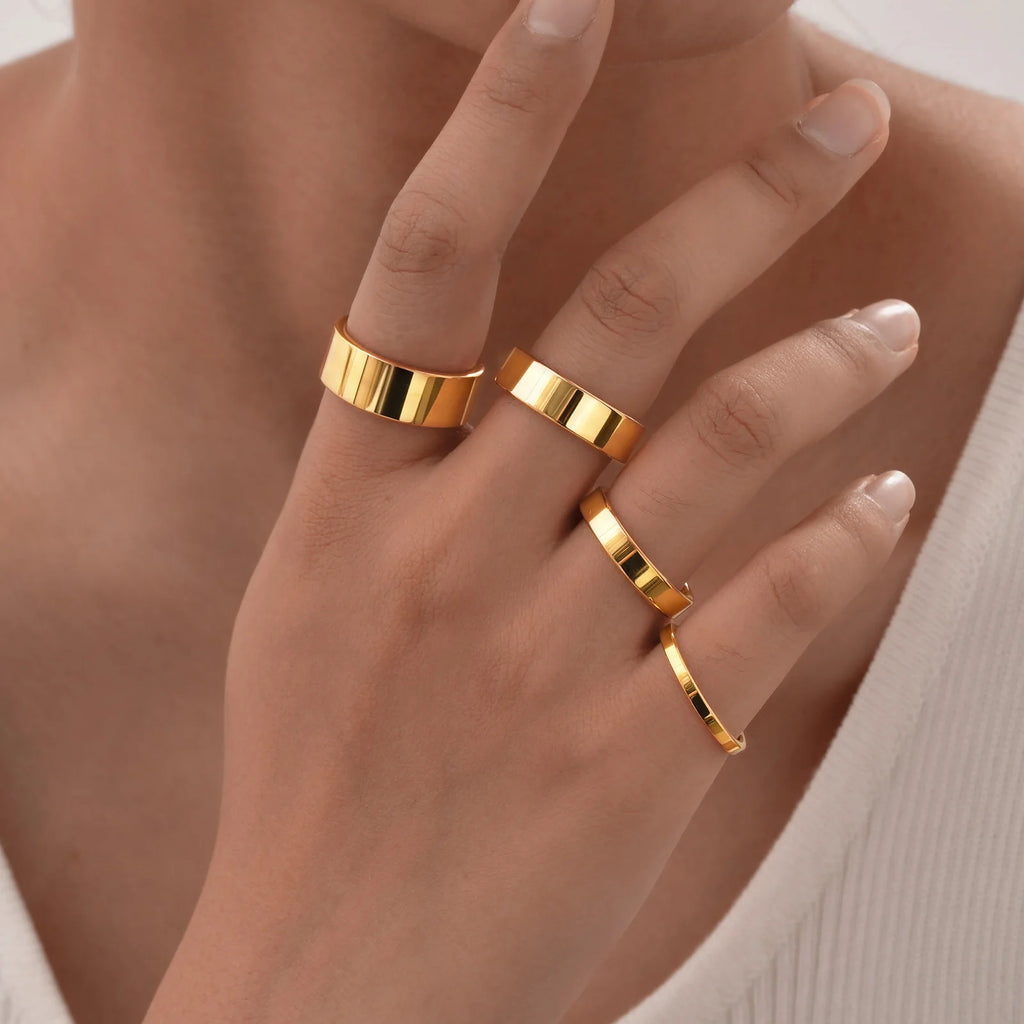 Basic 2/4/6 MM Wide Wedding Couple Ring for Women Men, PVD Gold Color Tungsten Carbide Finger Bands Jewelry