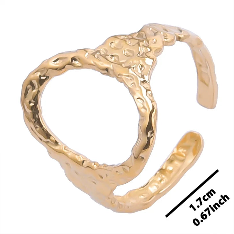 خواتم أنيقة مطلية بالذهب من الفولاذ المقاوم للصدأ، 6 قطع/مجموعة، بتصميمات زهور ونجوم وأوراق شجر وحب وثعبان، خواتم مجردة، مجوهرات نسائية بالجملة