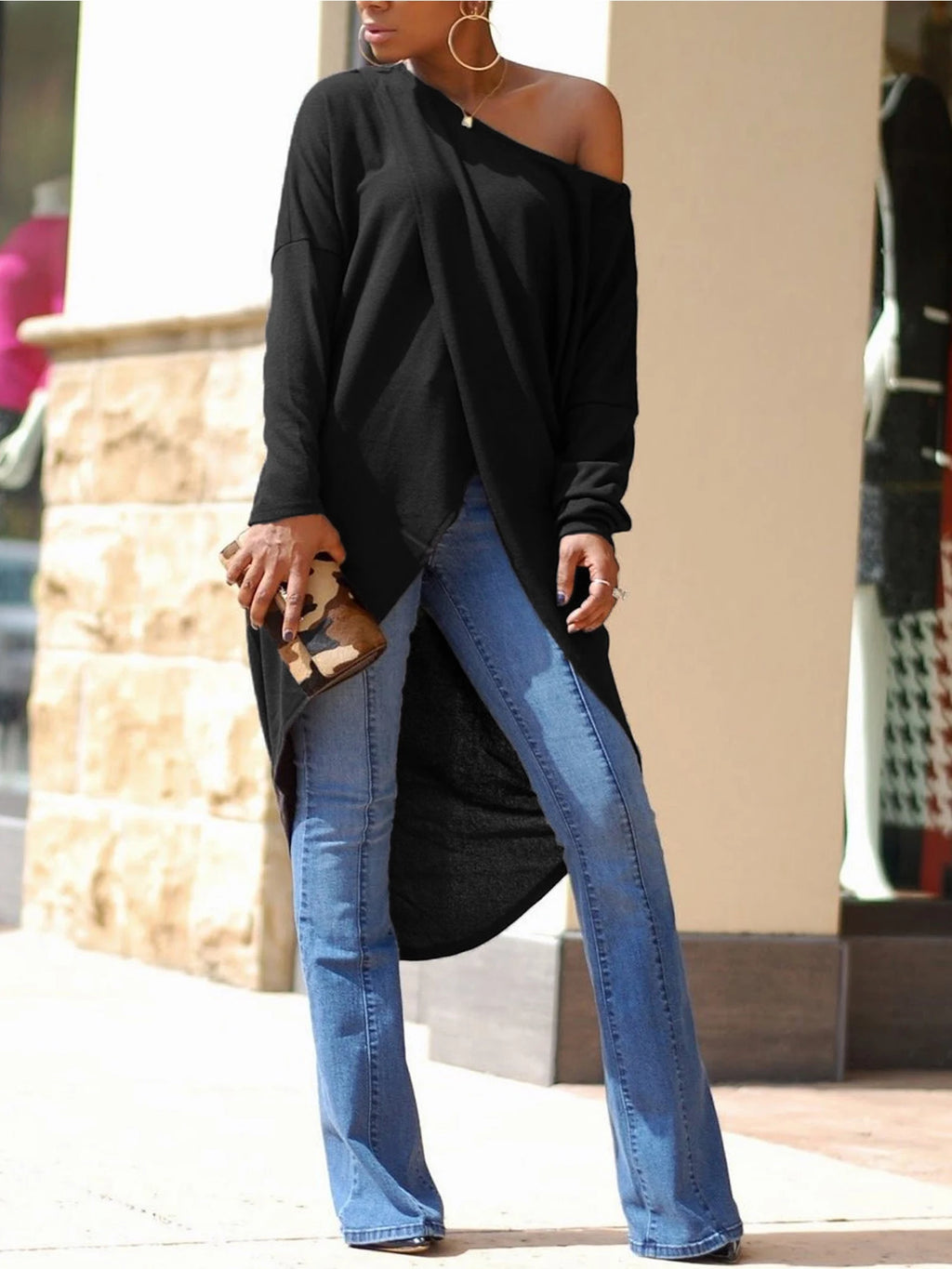 فستان نسائي غير منتظم مائل رقبة دائرية أمامية قصيرة ظهر فستان طويل من الأعلى أكتاف مائلة فستان مائل بياقة واحدة وفتحة