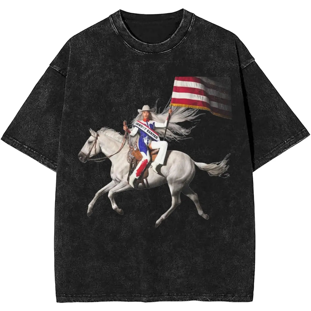ألبوم كاوبوي كارتر، جولة بيونسيه 2024، الزي المغسول، تي شيرت، رجال، نساء، ملابس الشارع، تي شيرتات هيب هوب، تي شيرتات صيفية، قمم قطنية