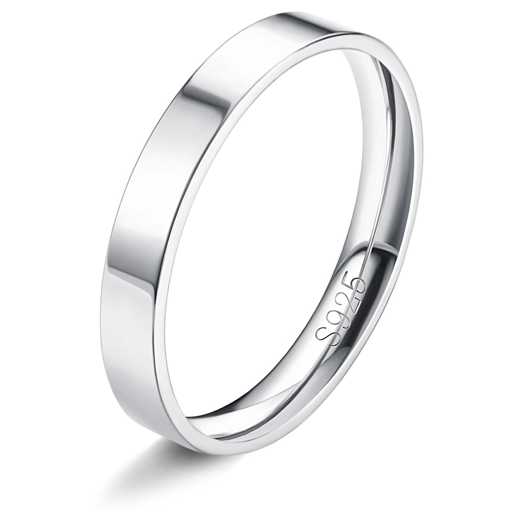 خواتم فانسيلفر من الفضة الإسترلينية S925 للنساء والرجال مطلية بالذهب الأبيض عيار 18 قيراطًا، قابلة للتكديس، خاتم إبهام رفيع سادة، خواتم زفاف