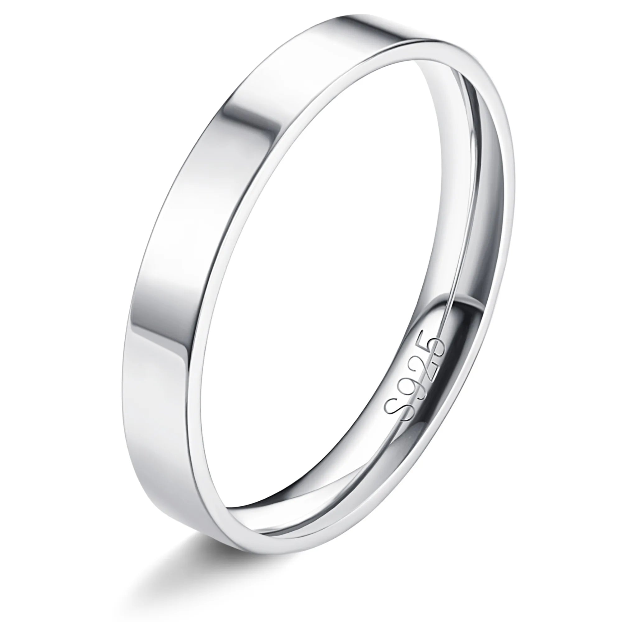 خواتم فانسيلفر من الفضة الإسترلينية S925 للنساء والرجال مطلية بالذهب الأبيض عيار 18 قيراطًا، قابلة للتكديس، خاتم إبهام رفيع سادة، خواتم زفاف