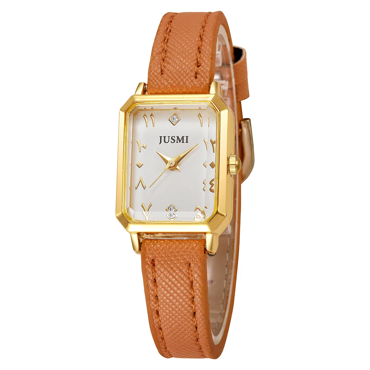 ساعة يد نسائية كوارتز بتصميم كلاسيكي بسيط، بعلبة مستطيلة من سبيكة معدنية مرصعة بأحجار الراين، مناسبة للارتداء اليومي، هدية مثالية لعيد الميلاد.