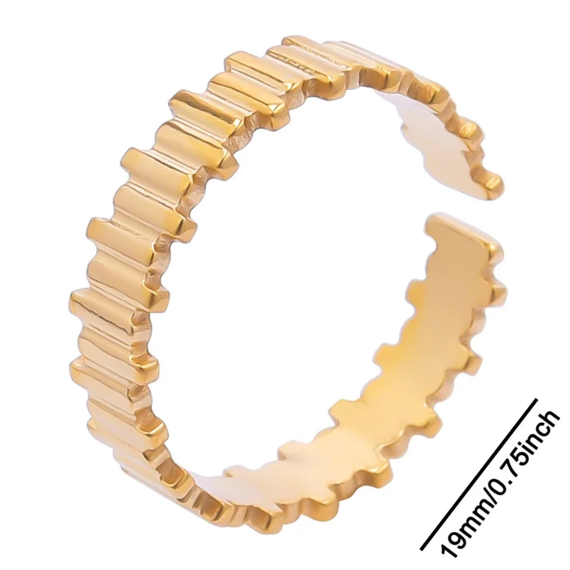 خواتم أنيقة مطلية بالذهب من الفولاذ المقاوم للصدأ، 6 قطع/مجموعة، بتصميمات زهور ونجوم وأوراق شجر وحب وثعبان، خواتم مجردة، مجوهرات نسائية بالجملة