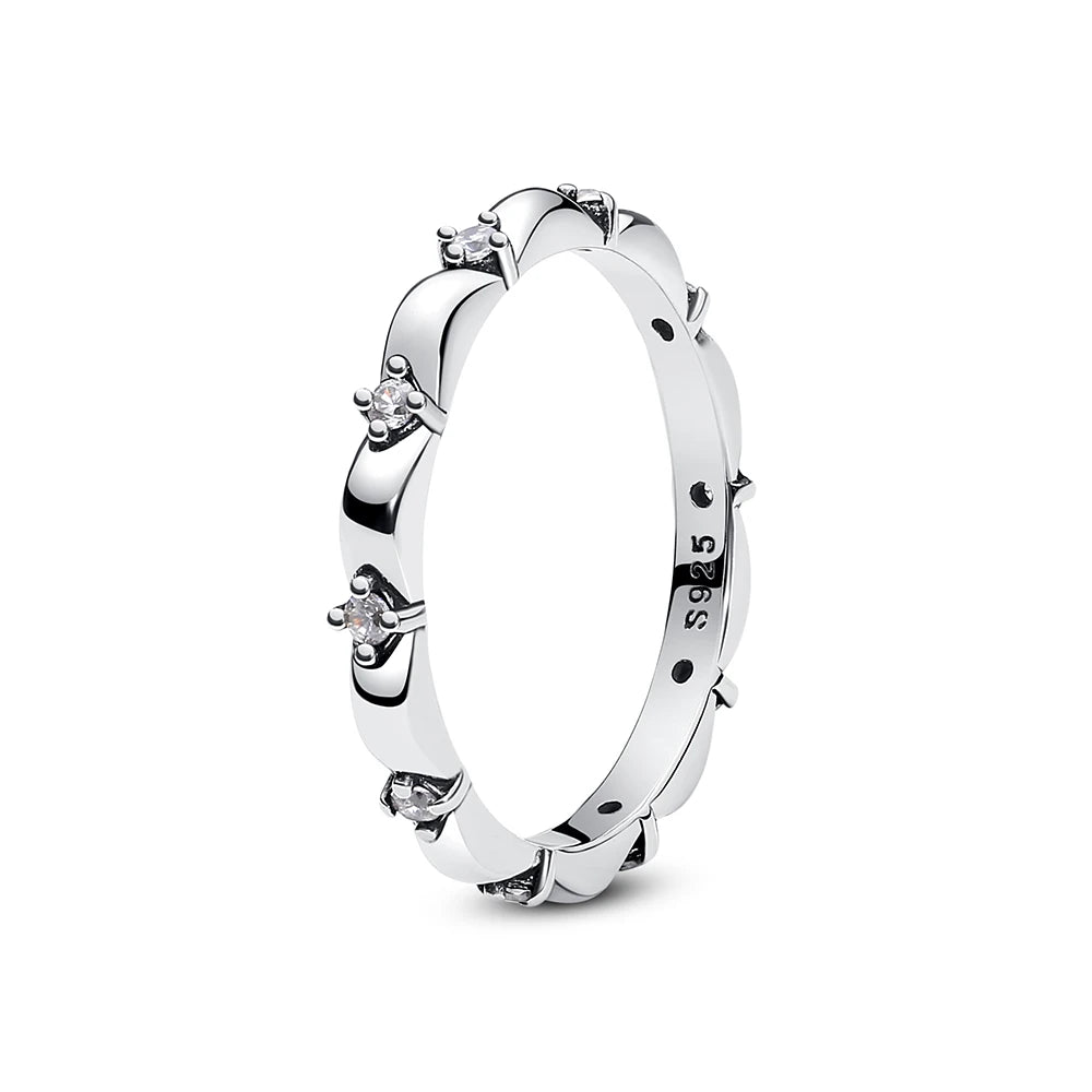 خواتم فضة إسترليني عيار 925 للنساء، بتصميم تاج أصلي، وقلب، وعظمة الترقوة، وخاتم خطوبة وزفاف من الذهب الوردي مرصع بالكريستال، مجوهرات فاخرة