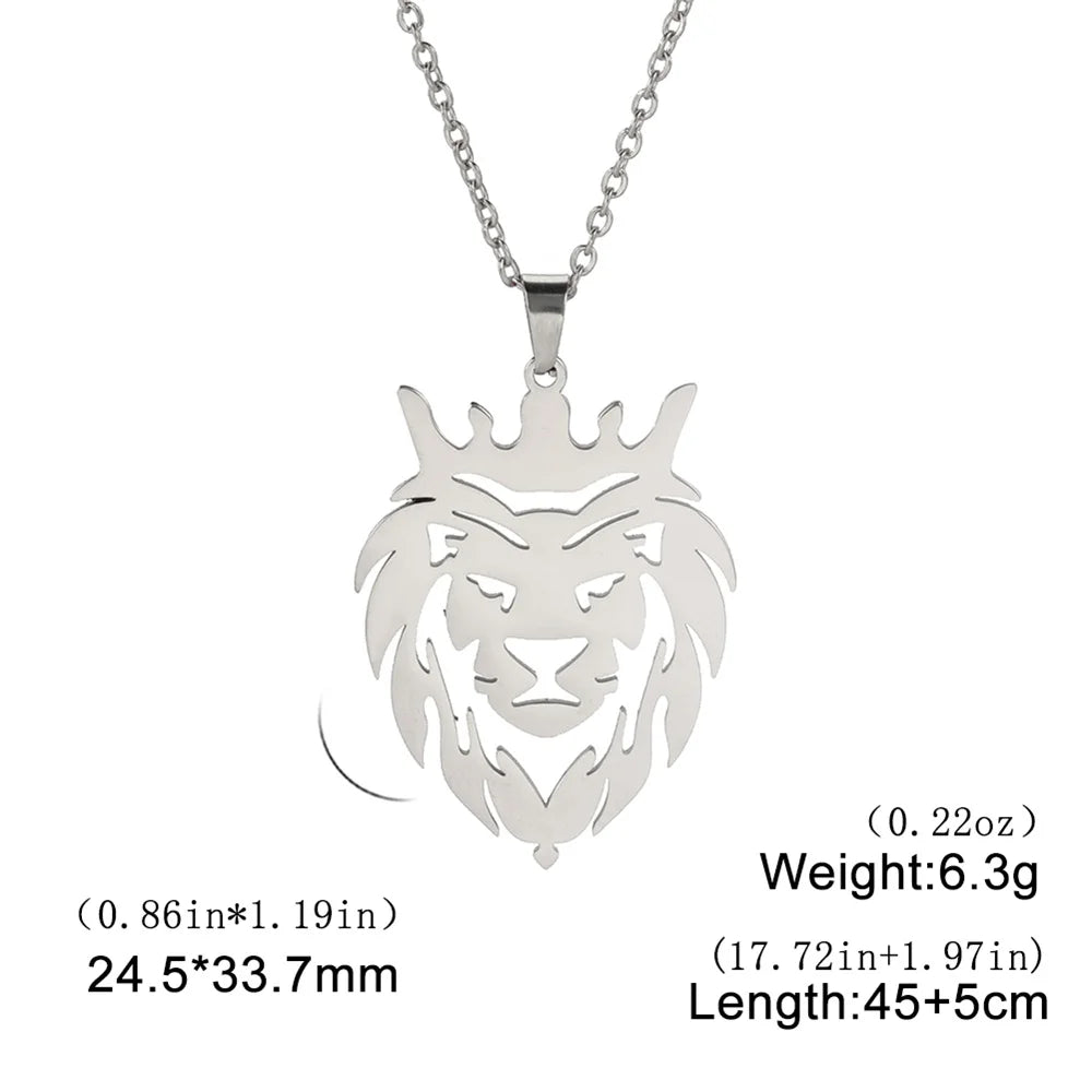قلادات My Shape على شكل تاج ملك الأسد للرجال والأولاد من الفولاذ المقاوم للصدأ على شكل حيوان ذئب بانك سلاسل قلادة مجوهرات الهيب هوب