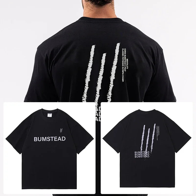 تيشيرت رياضي جديد عالي الجودة لعام 2025، فضفاض وواسع، مصنوع من القطن، بأكمام قصيرة، مناسب للرجال، مثالي للتدريب الصيفي والجري.