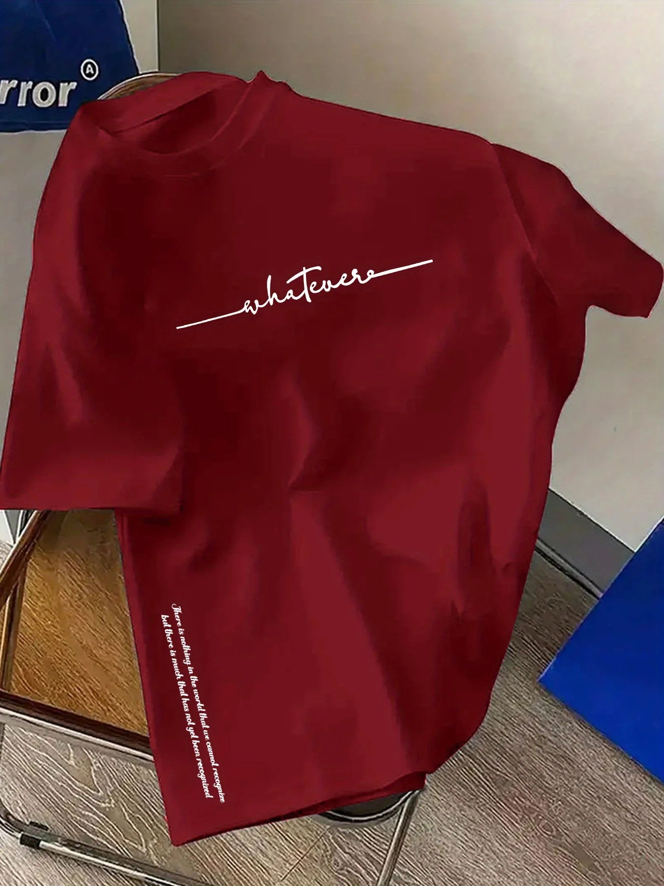 تيشيرت رجالي صيفي قطني 100%، عصري، كاجوال، رياضي، فضفاض، مقاسات كبيرة، مطبوع عليه حروف بسيطة، بياقة دائرية وأكمام قصيرة