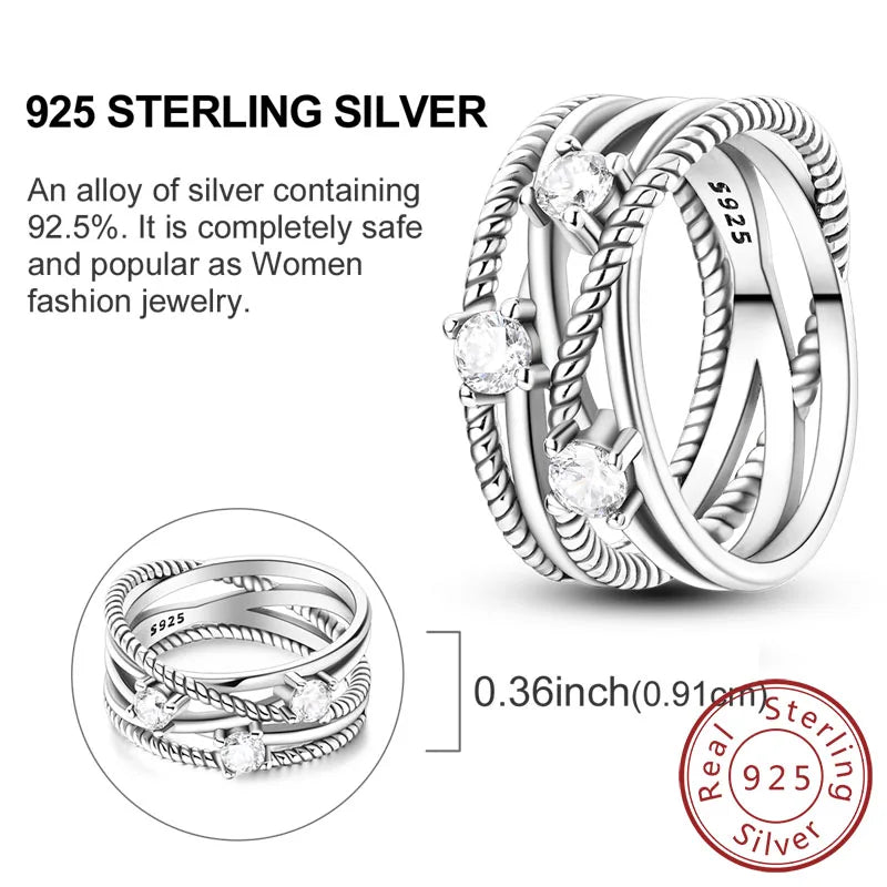 خواتم أصلية من الفضة الإسترليني عيار 925، بتصميمات على شكل فيونكة وقلب وشمس وقمر ونجمة، مرصعة بالزركون، مناسبة للنساء، مجوهرات وهدايا لأعياد الميلاد والذكرى السنوية.