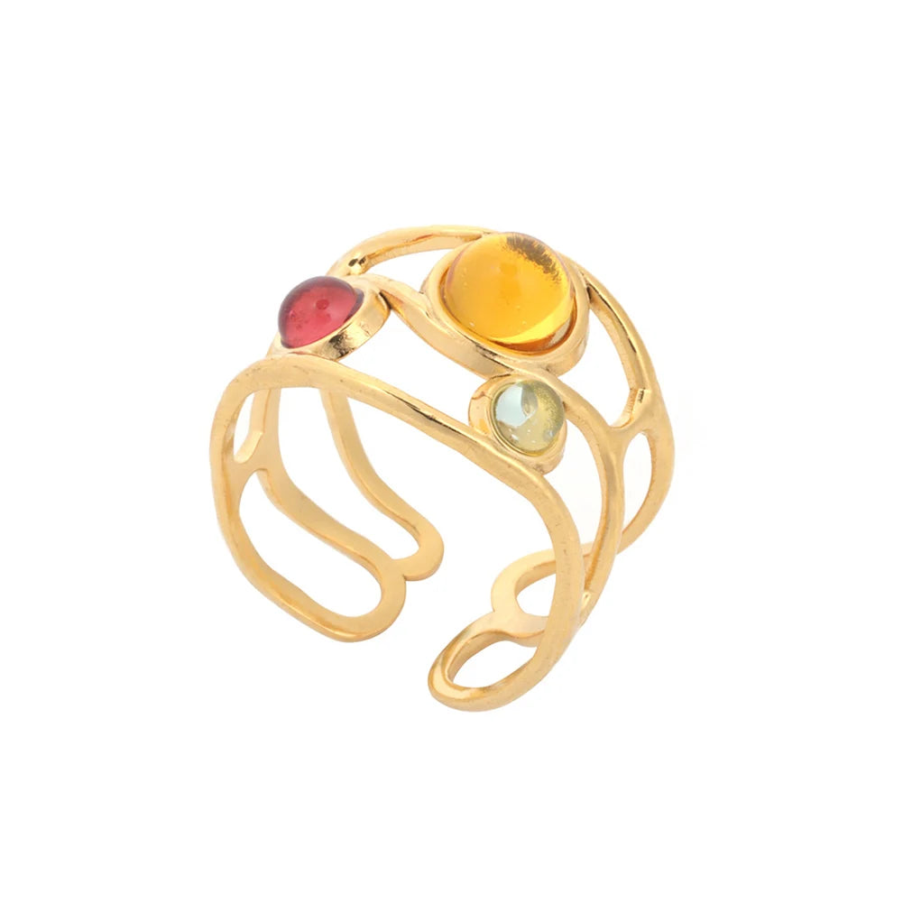 خاتم نسائي من الفولاذ المقاوم للصدأ من كرينج كوكو، قابل للتعديل، بتصميم شجرة الحياة، مرصع بأحجار الراين، خاتم أنيق للمواعدة للنساء