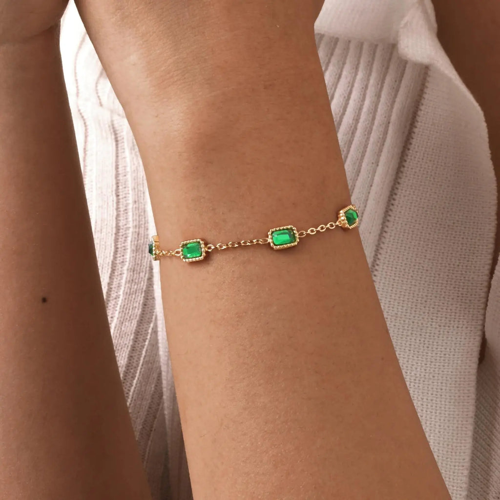 قلادة نسائية من الزركون الأخضر بتصميم عتيق، سلسلة من أحجار الكريستال، مصنوعة من الفولاذ المقاوم للصدأ ومطلية بالذهب، هدايا فاخرة لأعياد الميلاد